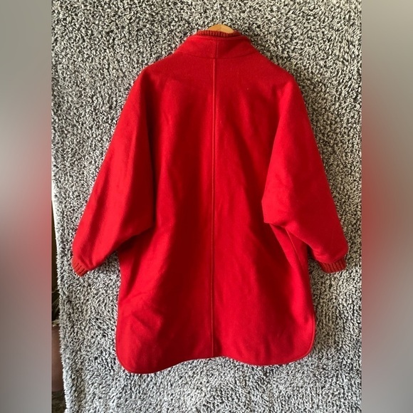 Maggie T Womens Coat Size M Red Wool Boucle Swing High Neck Long Sleeve - Picture 6 of 8